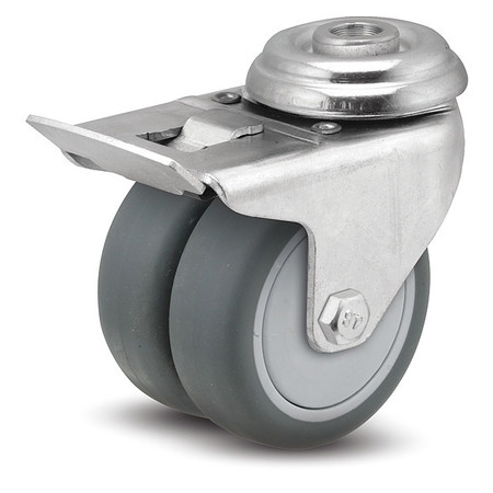 MEDCASTER 3" X 2" Non-Marking Rubber Thermoplastic Swivel Caster, Total Lock Brake, Loads Up To 220 lb DW03TPP100TLHK01