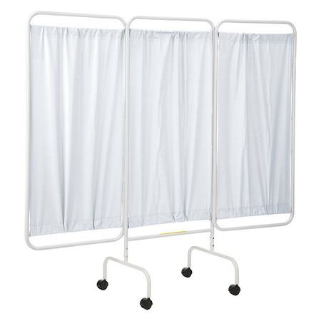 R&B WIRE PRODUCTS Three Panel Mobile Privacy Screen with Antimicrobial White Vinyl Panels PSS-3C/AML/WHT