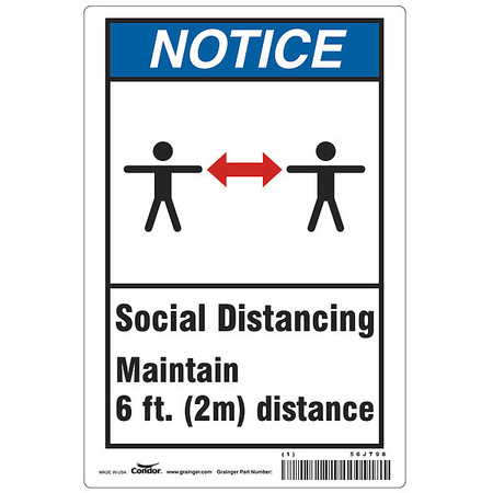 Condor Social Distancing  Sign, 10" W x 7" H, English, Polystyrene HWN818P1007