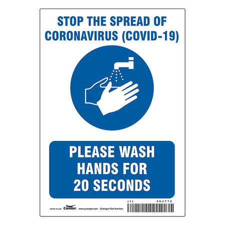 CONDOR Stop The Spread Of Coronavirus Sign, 7" W x 10" H, English, Polyester HWB722T1007