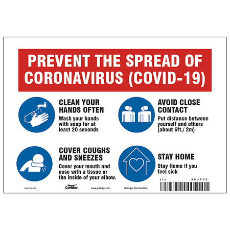 CONDOR Prevent The Spread Of Coronavirus Sign, HWB716P0710 HWB716P0710