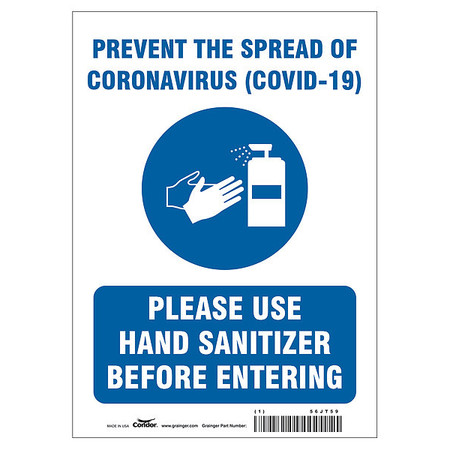CONDOR Prevent The Spread Of Coronavirus Sign, HWB718P1410 HWB718P1410