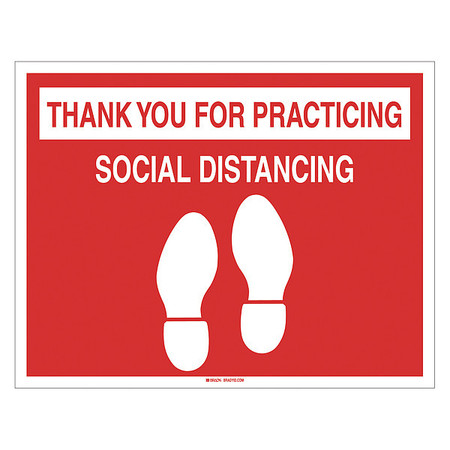 Brady Social Distancing Floor Sign, 14 in H, 18 in W, Vinyl, English, 170260 170260