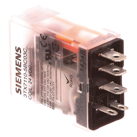 SIEMENS Plug-In Relay, 24V DC Coil Volts, Square, 5 Pin, SPDT 3TX71105BC03C