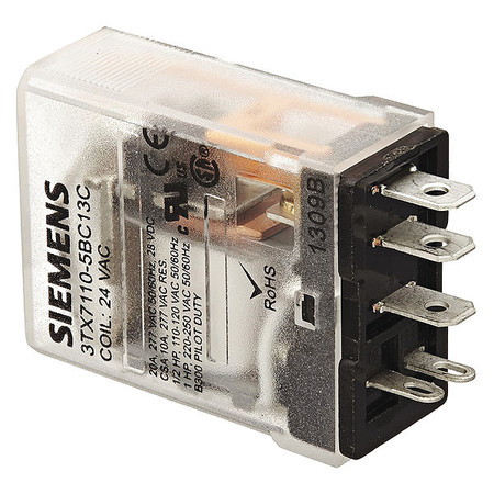 SIEMENS Plug-In Relay, 24V AC Coil Volts, Square, 5 Pin, SPDT 3TX7110-5BC13C