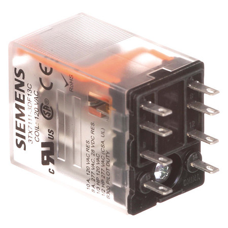 SIEMENS Plug-In Relay, 120V AC Coil Volts, Square, 8 Pin, DPDT 3TX7111-3DF13C