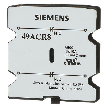 SIEMENS Auxiliary Switch, 0NO/2NC, 60 A 49ACR8