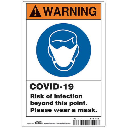 CONDOR Risk of Infection Sign, 14" W x 10" H, English, Polystyrene, White HWW310P1410