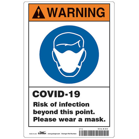 CONDOR Risk of Infection Sign, 14" W x 10" H, English, Aluminum, White HWW310A1410