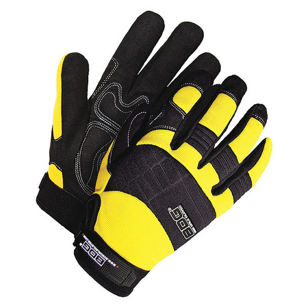 BDG Mechanics Gloves, XL ( 10 ), Black/Yellow 20-1-10605Y-XL