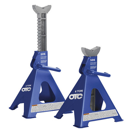Otc Jack Stand, Ratchet Handle, 6 ton Load Capacity, 23 5/8 in Max Extended H, Square, Steel, 1 Pair S06