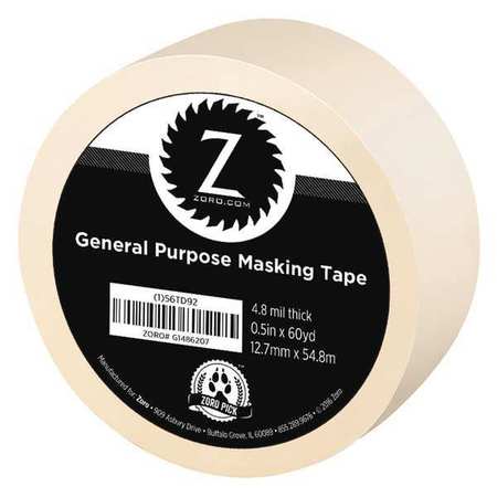 Zoro Masking Tape, General Purpose 1/2"x60 yd. G1486207