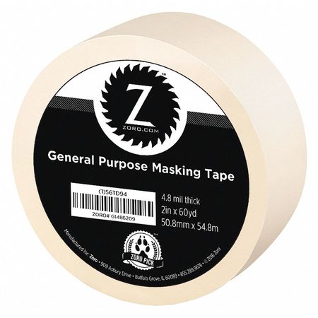 Zoro Masking Tape, General Purpose, 2" x 60 yd. G1486209