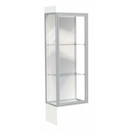 GHENT Lighted Floor Display Case 24x76x20, 12" Base, Satin 93LFWH-SN-WHT