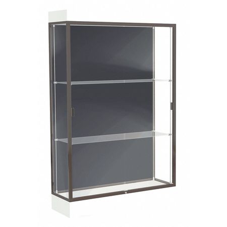 GHENT Lighted Floor Display Case 48x76x20, 6" Base, Bronze 92LFSL-BZ-WHT