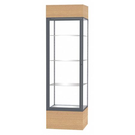 GHENT Lighted Floor Display Case 24x72x24, Clear, Satin 4124CB-SN-AK