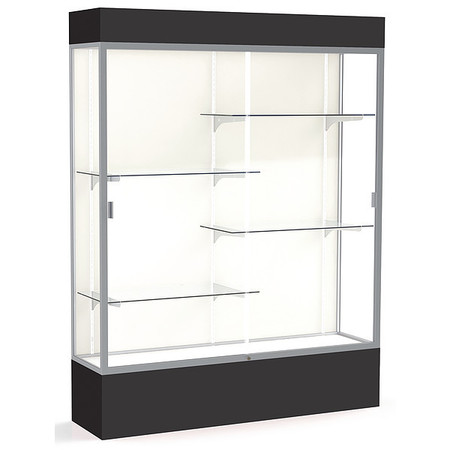 GHENT Lighted Floor Display Case 60x80x16, Plaque, Satin 3175PB-SN-BK