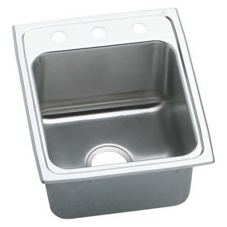 ELKAY Sink, Drop-In Mount, 1 Hole, Lustrous Satin Finish DLR1722101