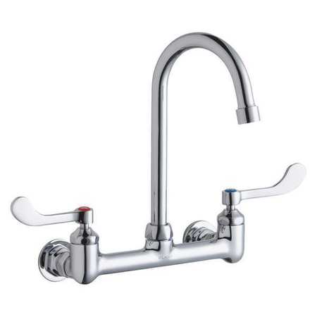 Elkay Wristblade Handle, 8" Mount, Commercial 2 Hole Service Sink, Faucet LK940GN05T4H