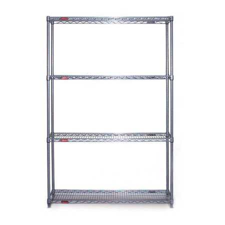 EAGLE GROUP Wire Shelving Unit, 21"D x 48"W x 74"H, 4 Shelves, Gray S4-74-2148V