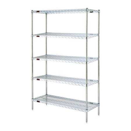 Eagle Group Wire Shelving Unit, 21"D x 60"W x 86"H, 5 Shelves, Silver, Width: 60" S5-86-2160S