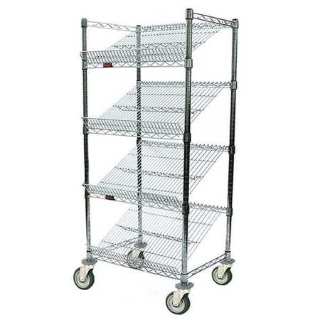 EAGLE GROUP Visual Merchendising Cart, Chrome, 60"L, Steel, 4 Shelves M1860C-4