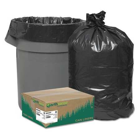 EARTHSENSE COMMERCIAL 45 gal Trash Bags, 40 in x 46 in, Extra Heavy-Duty, 1.25 mil, Black, 100 PK RNW4850