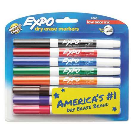 EXPO Dry-Erase Marker, Fine Point, Assorted, PK8 SAN86601