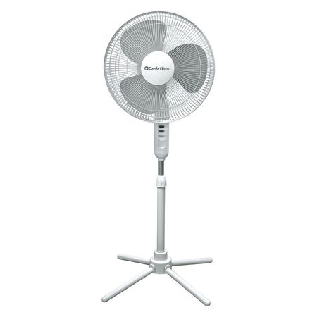 Comfort Zone 16" Pedestal Fan, Oscillating, White 123714