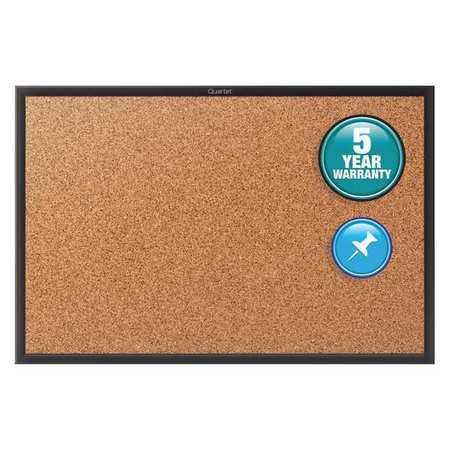 QUARTET Cork Bulletin Board 3ft.x2ft., Black Aluminum Frame 2303B