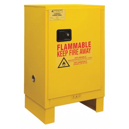 DURHAM MFG Safety Cabinet, Manual Close, 12 gal., Yellow 1012ML-50