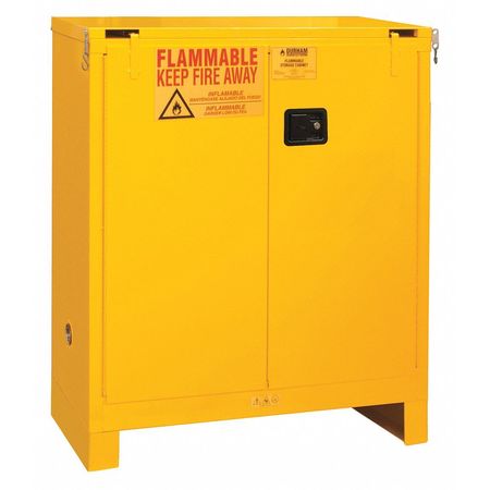 DURHAM MFG Flammable Safety Cabinet, Self Close, 30 gal., Yellow, Legs 1030SL-50