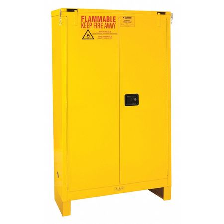 DURHAM MFG Flammable Safety Cabinet, Self Close, 45 gal., Yellow, Legs 1045SL-50