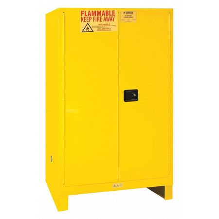 DURHAM MFG Safety Cabinet, Manual Close, 90 gal., Yellow, Legs 1090ML-50