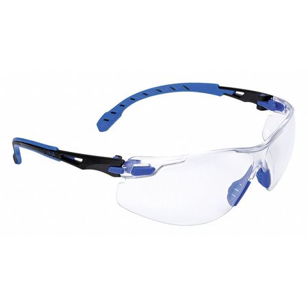 3M Safety Glasses, Solus 1000 Series, Scotchgard Anti-Fog Coating, Black/Blue Frame, Clear Lens S1101SGAF