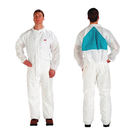 3M Coveralls, 25 PK, White, SMMS, Zipper 4520CS-BLK-XXL