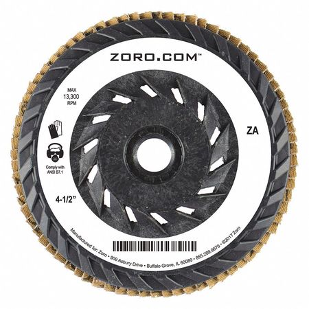 Zoro 4-1/2" Flap Disc, Type 29, 5/8"-11 Mounting Hole, 40 Grit, Zirconia Alumina G5882707