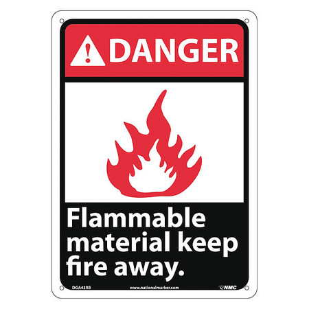 NMC Danger Flammable Material Keep Fire Away Sign, DGA43RB DGA43RB