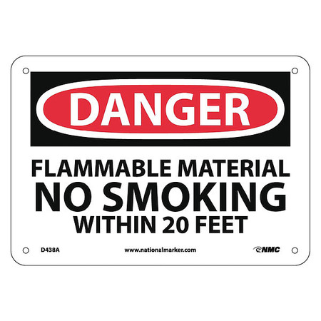 NMC Danger Flammable Material No Smoking Sign, D438A D438A