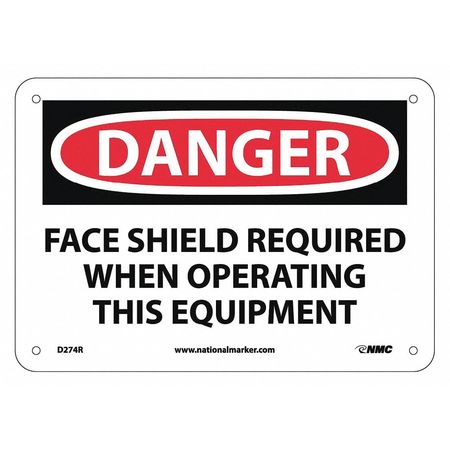 NMC Danger Face Shield Required Sign D274R