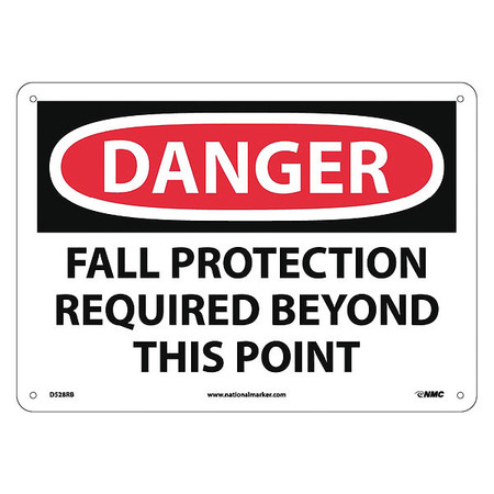 NMC Danger Fall Protection Required Beyond This Point Sign D528RB
