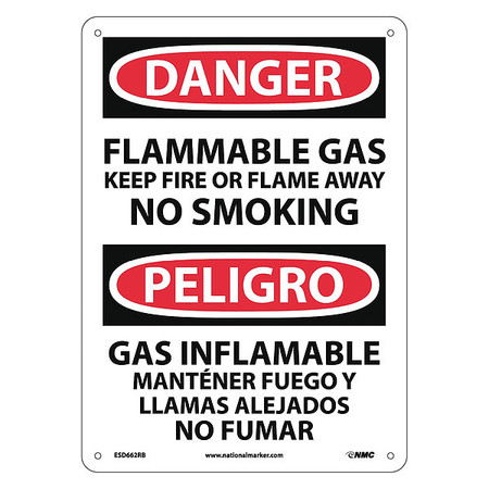 Nmc Danger Flammable Gas Sign - Bilingual, ESD662RB ESD662RB
