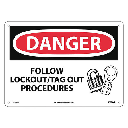 NMC Danger Follow Lockout Tag Out Procedures Sign D535RB