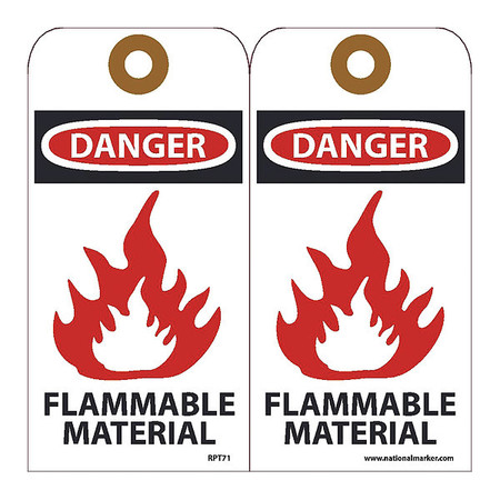 NMC Danger Flammable Material Tag, Pk25 RPT71G