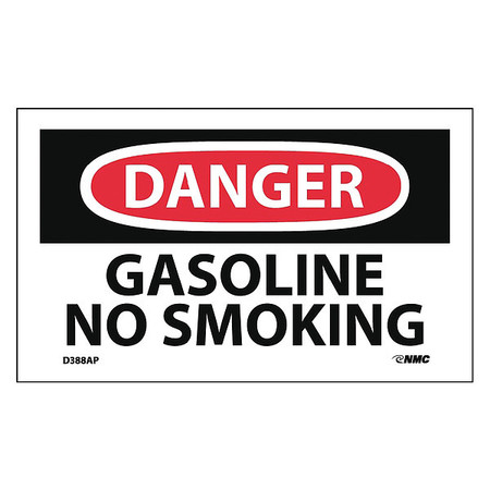 NMC Danger Gasoline No Smoking Label, Pk5 D388AP