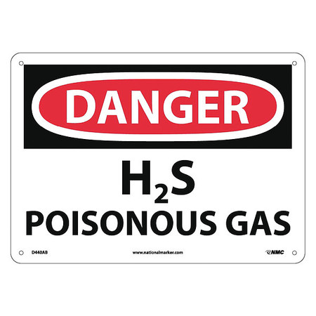 NMC Danger H2S Poisonous Gas Sign, D440AB D440AB