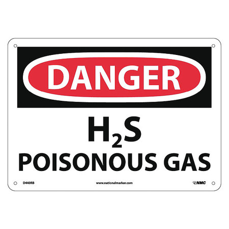 NMC Danger H2S Poisonous Gas Sign, D440RB D440RB