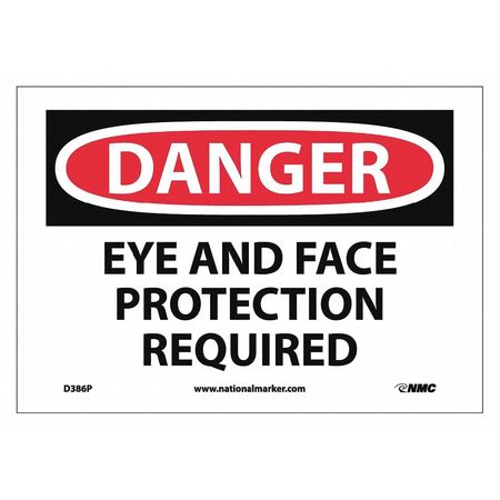NMC Danger Eye And Face Protection Required Sign D386P