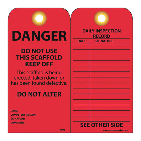 NMC Danger Do Not Use This Scaffold Tag, Pk25 SVT1