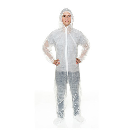 INTERNATIONAL ENVIROGUARD Coverall with Hood and Boot, L, White, PK25, L, White 2019